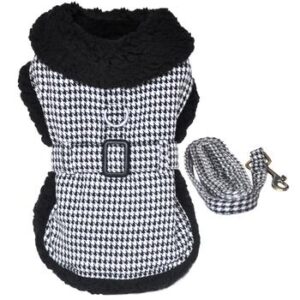 black-white-classic-houndstooth-dog-harness-coat-with-leash-8536-300x300 Black and White Clasic Houndstooth Dog Harness Coat with Leash