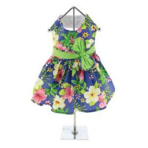 blue-lagoon-hawaiian-hibiscus-dog-dress-with-matching-leash-3924-1-300x300 Pineapple Luau Dog Harness Dress with Matching Leash