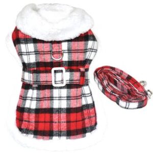 plaid-fur-trimmed-dog-harness-coat-red-white-8155-300x300 Sherpa-Lined Dog Harness Coat - Red & White Plaid