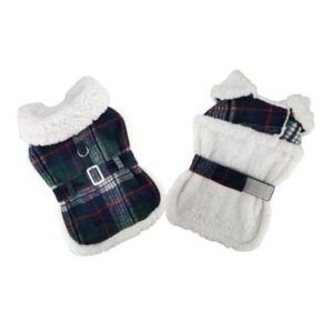 plaid-fur-trimmed-dog-harness-coat-red-white-9099-300x300 Sherpa-Lined Dog Harness Coat - Blue & Green Plaid