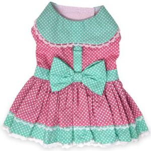 polka-dot-lace-dog-dress-set-with-leash-pink-teal-9319-300x300 Polka Dot and Lace Dog Dress Set with Leash - Pink and Teal